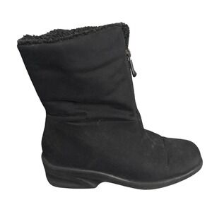 Toe Warmers Black Fur Lined Winter Boots Women's Front Zip Warm Sz 9